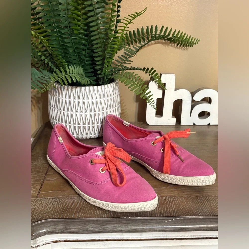 Keds x Kate Spade New York Champion sneakers in hot pink canvas with coral laces